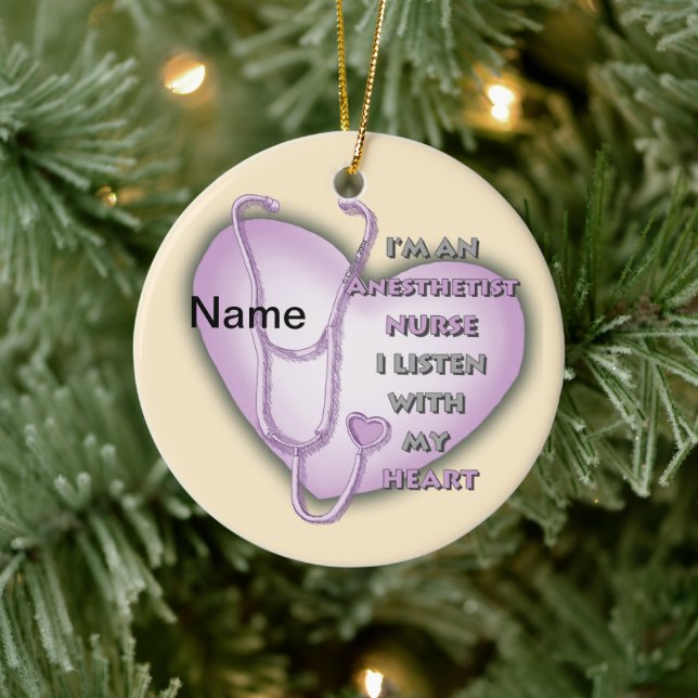 Lila Herzkrankheit Anästhesistin Keramikornament (Baum)