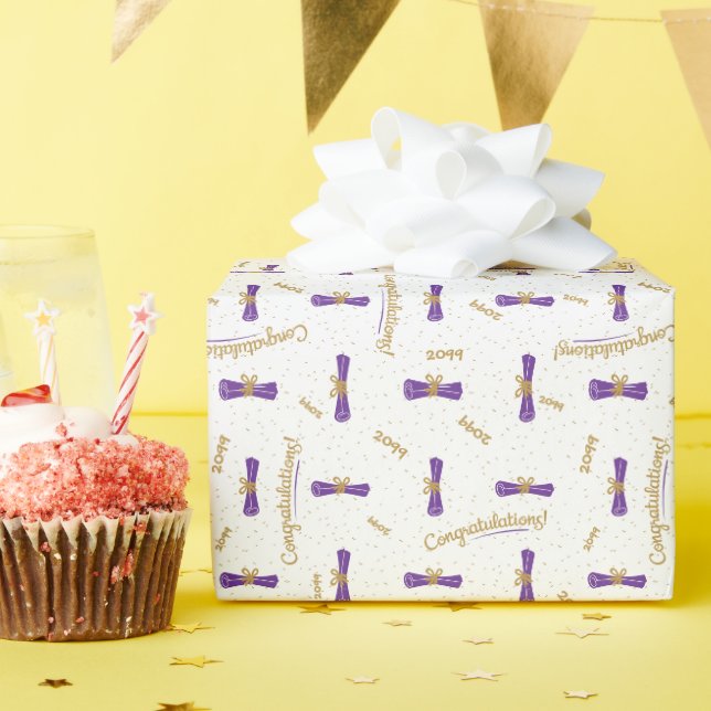 Lila Herzlichen Glückwunsch Diplomarbeit Jahr Grad Geschenkpapier (Geburtstagsparty)