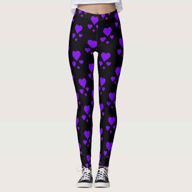 lila Herzmuster für Leggings (Vorderseite)