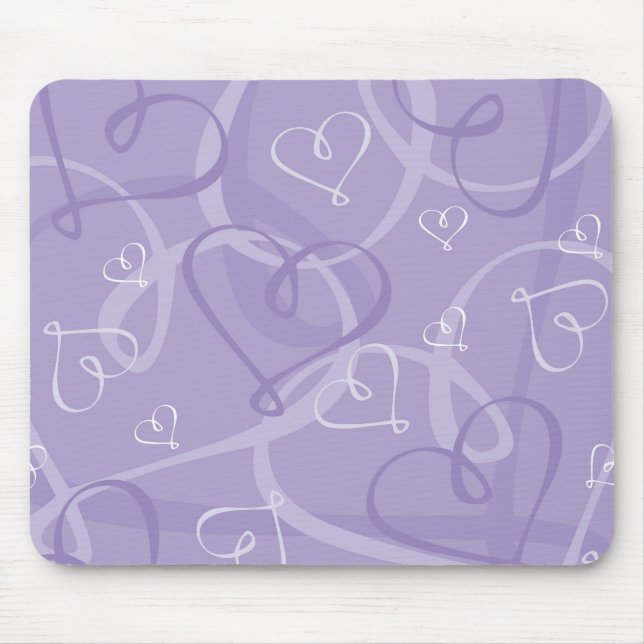 Lila Herzmuster Mousepad (Vorne)