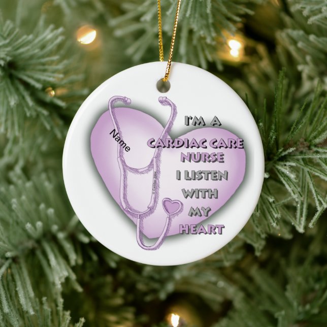 Lila Herzpflegerin Keramik Ornament (Baum)