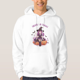 Lila Hexenkürbis und Fledermäuse tricksen oder beh Hoodie
