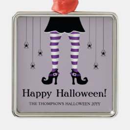 Lila Hexenleder und Spinnen glücklicher Halloween- Ornament Aus Metall