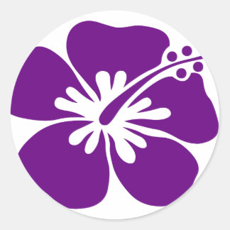 lila Hibiskus Aloha Blume Runder Aufkleber