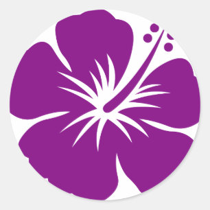 Lila Hibiskus Aloha Blume Runder Aufkleber