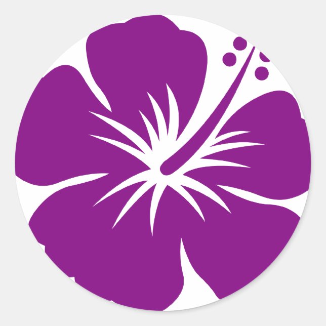 Lila Hibiskus Aloha Blume Runder Aufkleber (Vorderseite)