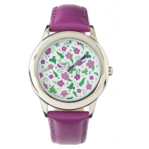 Lila Hibiskus Armbanduhr