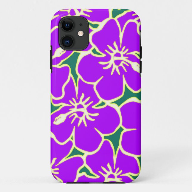 Lila Hibiskus Hawaiianische Blume Handy Case (Rückseite)