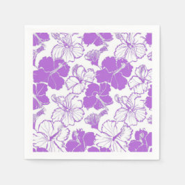 Lila Hibiskus Hawaiianische Blume Muster Napkins Serviette