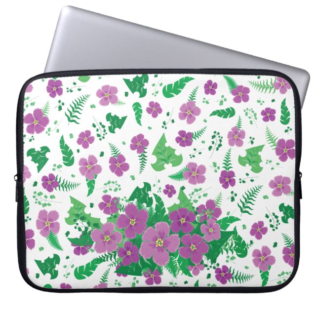 Lila Hibiskus Laptopschutzhülle (Vorderseite)