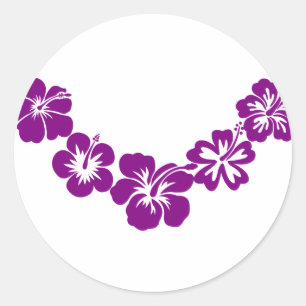 Lila Hibiskus leis Runder Aufkleber