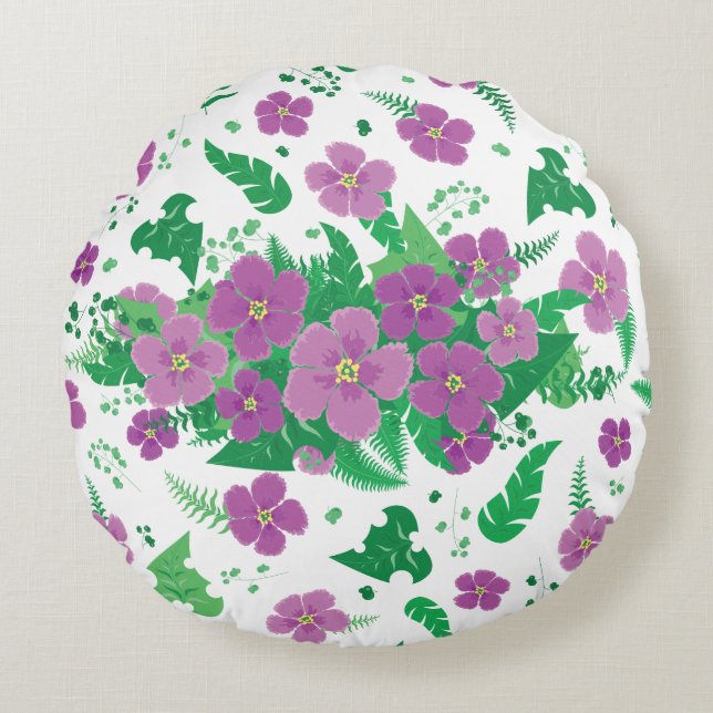 Lila Hibiskus Rundes Kissen (Vorderseite)