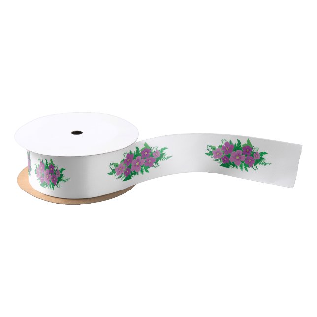 Lila Hibiskus Satinband (Spule)