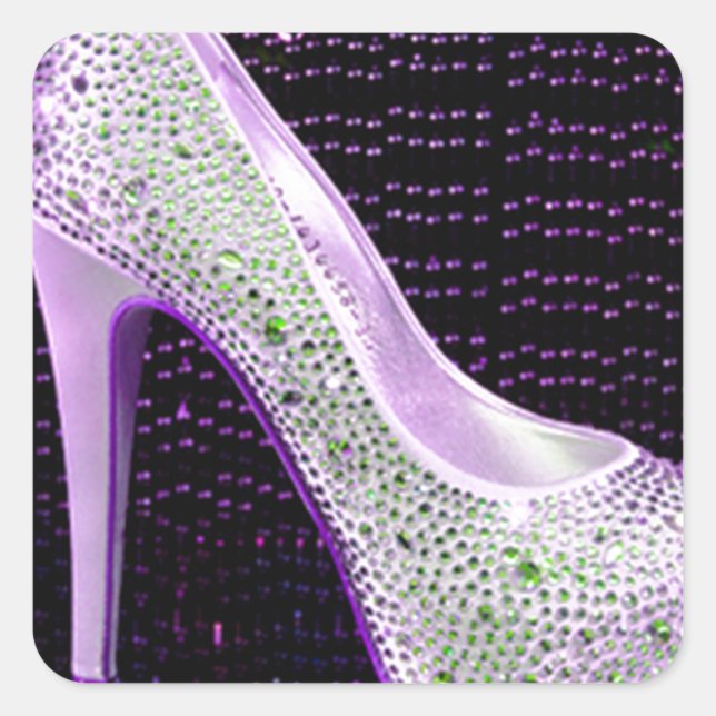 Lila High Heel Quadratischer Aufkleber (Vorderseite)