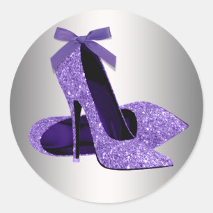 Lila High Heel Schuhaufkleber Runder Aufkleber