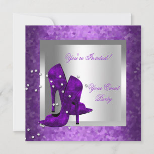 Lila High Heel Schuhe Silber Event Party Einladung