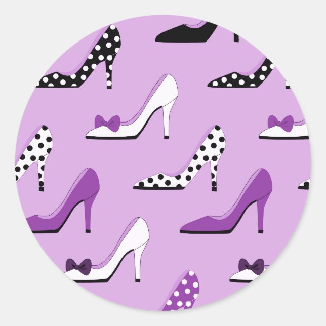 Lila High Heels Runder Aufkleber (Vorderseite)