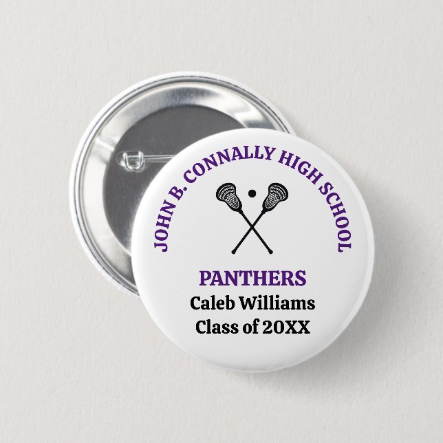 Lila High School Lacrosse-Mannschaft personalisier Button (Vorne & Hinten)