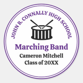 Lila High School Marching Band Custom Party Runder Aufkleber