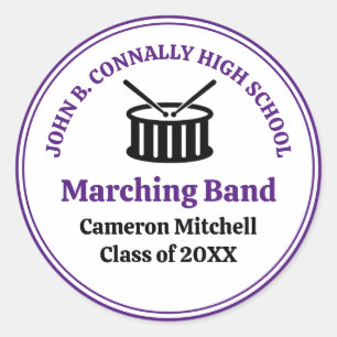 Lila High School Marching Band Custom Party Runder Aufkleber