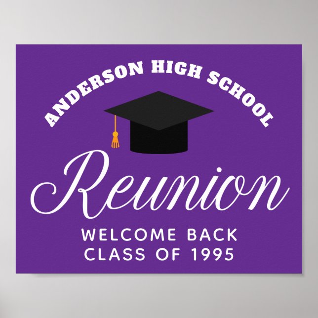 Lila High School Wiedersehen Custom Alumni willkom Poster (Vorne)
