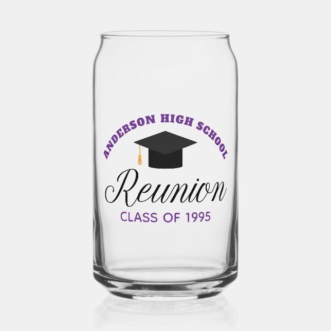 Lila High School Wiedersehen Party Custom Alumni Dosenglas (Vorderseite)