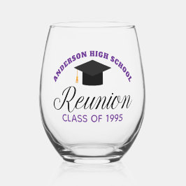 Lila High School Wiedersehen Party Custom Alumni Weinglas Ohne Stiel