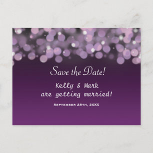 Lila Himmel Lichter Save the Date Hochzeitspostkar Ankündigungspostkarte