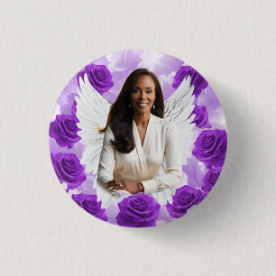 Lila Himmel-Trauer-Gedenkbutton Rose Engel-Flügel Button
