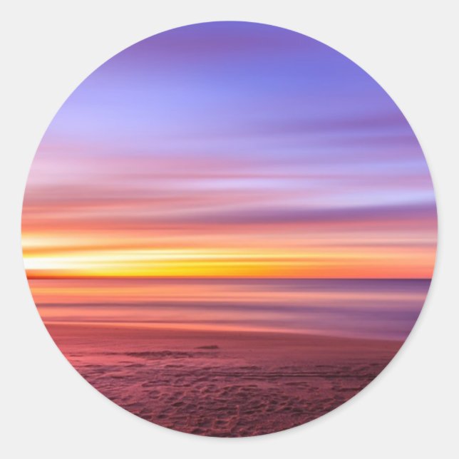 Lila Himmel über dem Meer Runder Aufkleber (Vorderseite)
