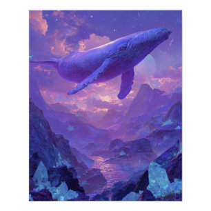 Lila Himmel-Wal-Fantasie-Bergtraumlandschaft Poster