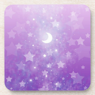 Lila Himmelsfantasy Art Stars und Mond Getränkeuntersetzer