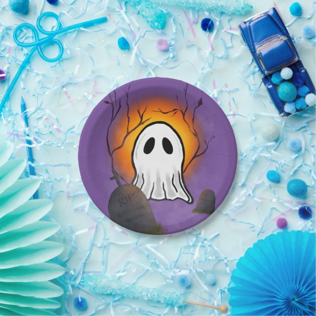 Lila Himmelsmondghost im Friedhof Pappteller (Party)