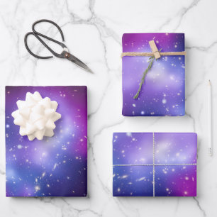 Lila himmlisches Foto Galaxienhaufen MACS J0717 Geschenkpapier Set
