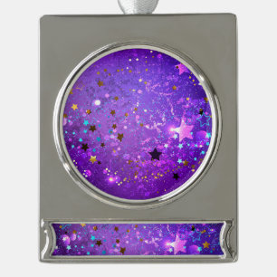 Lila Hintergrund mit Sternen Banner-Ornament Silber