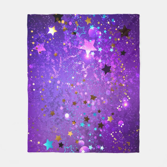 Lila Hintergrund mit Sternen Fleecedecke (Vorderseite)