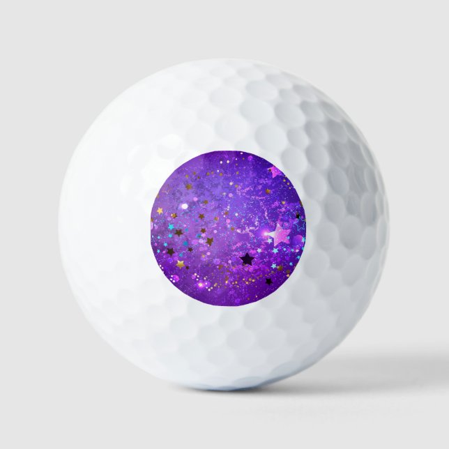 Lila Hintergrund mit Sternen Golfball (Vorderseite)