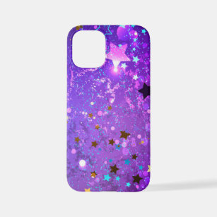 Lila Hintergrund mit Sternen iPhone 12 Mini Hülle