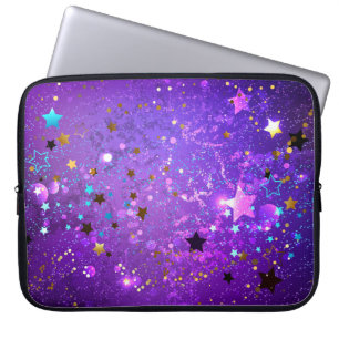 Lila Hintergrund mit Sternen Laptopschutzhülle