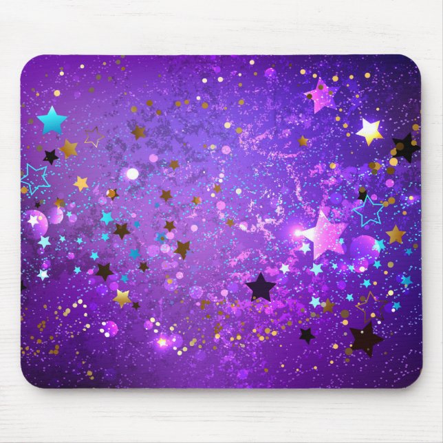Lila Hintergrund mit Sternen Mousepad (Vorne)
