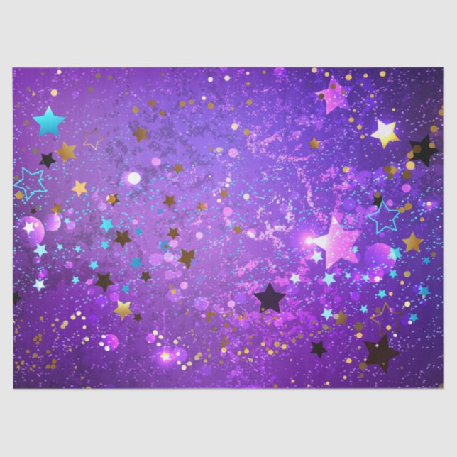 Lila Hintergrund mit Sternen Seidenpapier (Vorderseite)