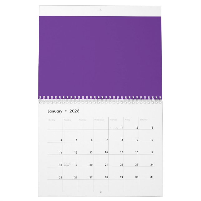 lila Hintergrund mit weißem Rand Kalender (Jan 2026)