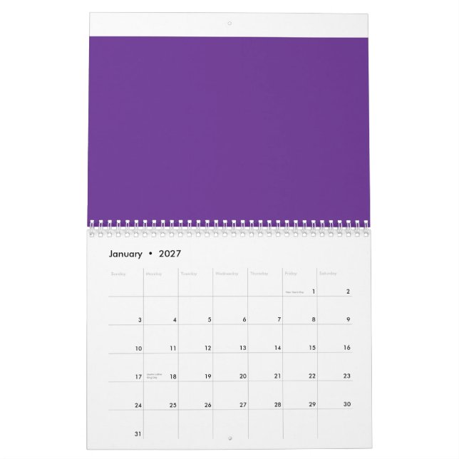 lila Hintergrund mit weißem Rand Kalender (Jan 2027)
