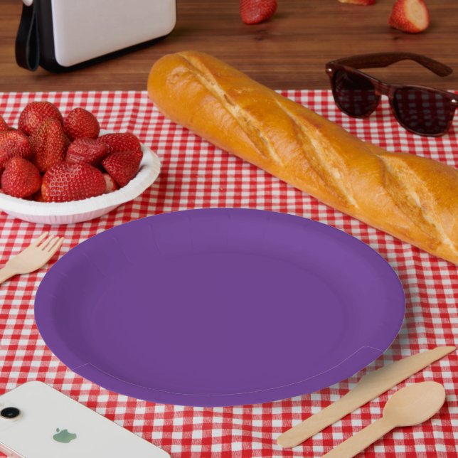 lila Hintergrund mit weißem Rand Pappteller (Picknick)
