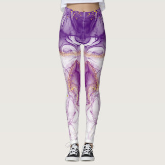 Lila Hintergrundfarbe mit goldenen Folien Leggings