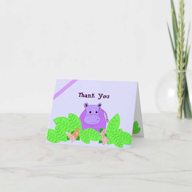 Lila Hippo Vielen Dank Dankeskarte (Vorderseite)