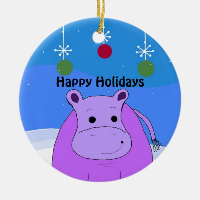 Lila Hippo Weihnachtsschmuck (Vorne)