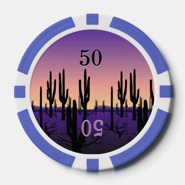 Lila Hochwertige Wüstenlandschaft Pokerchips (Vorderseite)