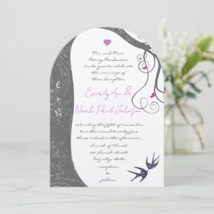 Lila Hochzeit der Rustikalen Waldliebhaber Einladung