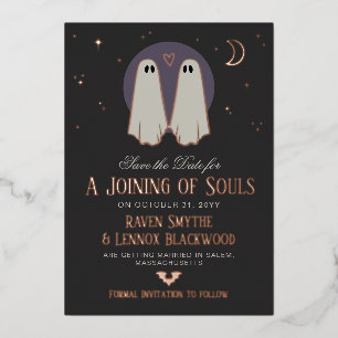 Lila Hochzeit der Seelen Geister Save the Date Folieneinladung
